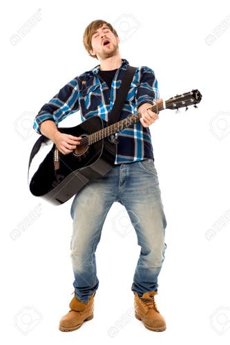 Tư thế đứng ôm đàn guitar