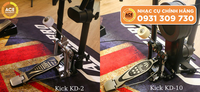 Kick Pedal KD-2 của trống điện tử Roland TD-07DMK vs KD-10 của TD-07KV
